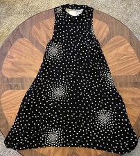 Maeve Anthropologie Petals Swirl Geometric Black Swing Dress Womens S
