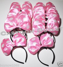 12 PC PINK BOWS PARTY FAVORS GIRLS PARTY HATS KEEPSAKE GIFTS LOT HEAD BANDS