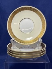 Antique MINTON TIFFANY New York Ivory Heavy Gold Saucers Set of 5