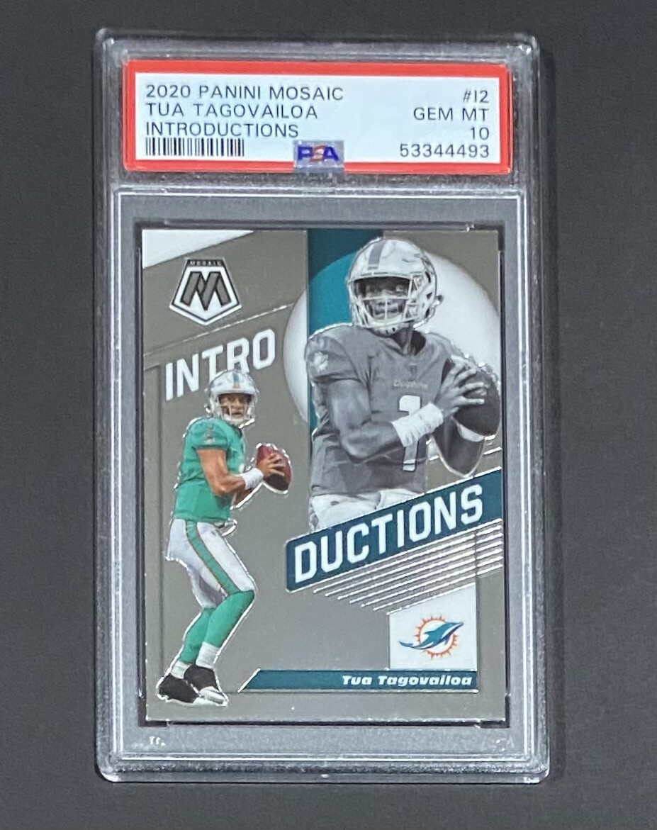 2020 PANINI MOSAIC TUA TAGOVAILOA ROOKIE INTRODUCTIONS DOLPHINS #I2 RC - PSA 10