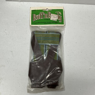 NOS Ruff n Ready Fishing Gear Wader Suspenders 7010 H Style Leather Elastic USA