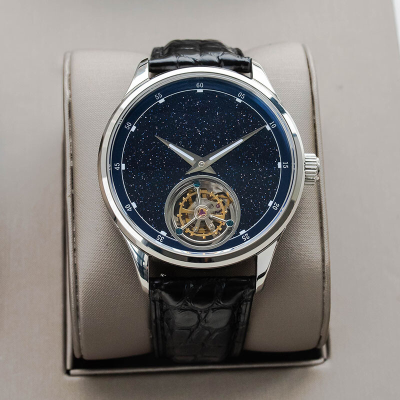 Sugess Tourbillon Blue GoldStone Dial Seagull ST8230 Mechanical 