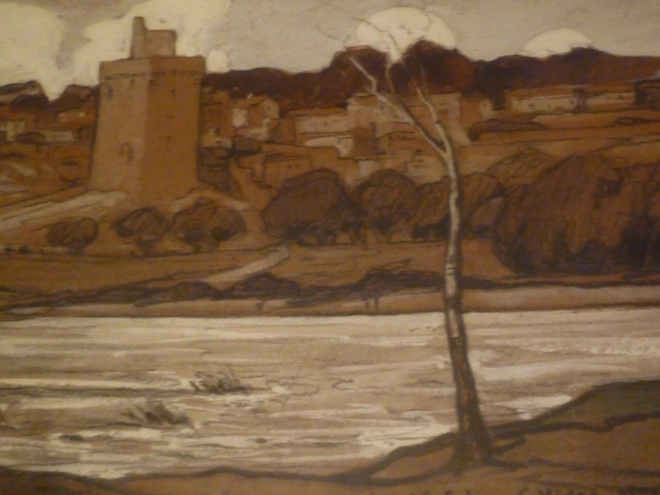 Gustave VIDAL gouache tour  Philippe Le Bel Avignon Vaucluse - Photo 2/4