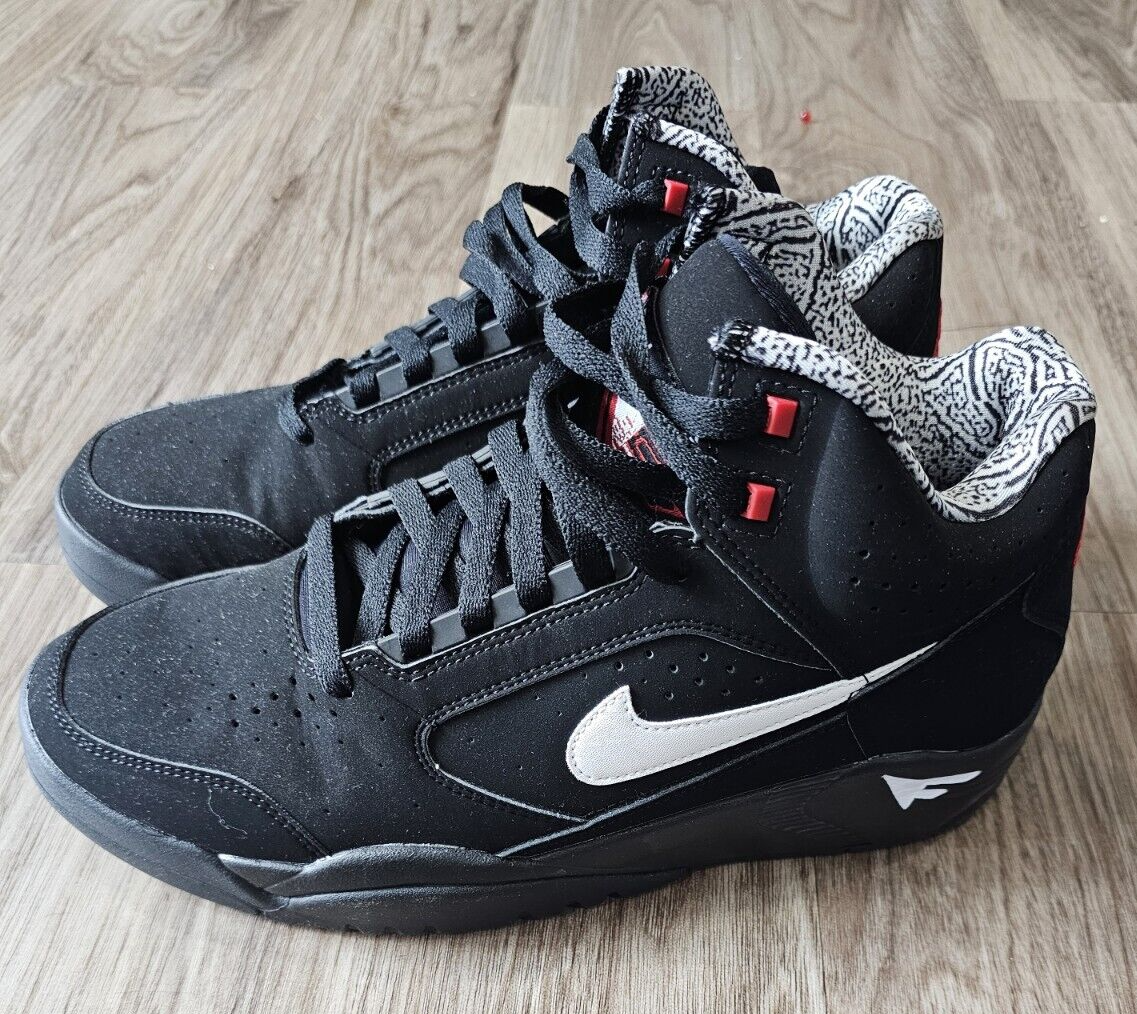 Nike Mens 9 Air Flight Lite Mid Black Varsity Red Basketball
