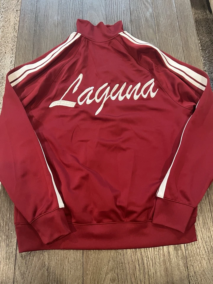 Мужские ASICS бордовый белый свитер куртка с капюшоном трек костюм брюки куртка M - Изображение 3 из 3