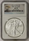 2012 American Silver Eagle $1 MS 70 NGC First Releases Bald Eagle Label