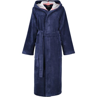 Cawö Home Bademäntel Damen Kapuze Doubleface 830 marine - 12 Damen Blau