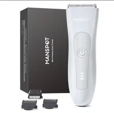 MANSPOT Pubic Hair Trimmer for Men(Aurora White), Replaceable Ceramic Blade Head