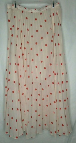 B.B. Dakota Ginerva Sunspot Ivory & Red Polka Dot Pleated Midi Skirt Size 2 EUC