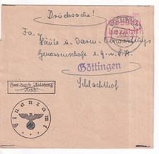 Geb&uuml;hr bezahlt / G&ouml;ttingen 25.3.47, apt. Dienst-Streifband