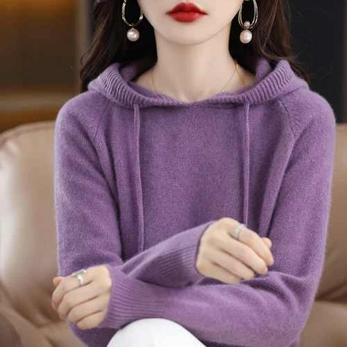 Winter Women Cashmere Sweater Casual Hoodie Pullover Hooded Knitted Tops Jumper - Picture 17 of 28