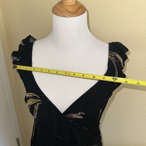 O'Neill Alana Printed High-Low Midi Wrap Dress Black Floral Small - Picture 6 of 13
