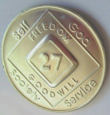 Narcotics Anonymous 27 year Medallion Bronze NA Coin Token Clean