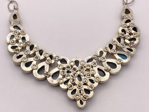 Vintage Silver Labradorite 35 Hand Cut Stones Shaped Mounted Gemstone Neckless - Picture 8 of 12