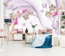 3D Purple Butterfly 33749NA Wallpaper Wall Murals Removable Wallpaper Fay