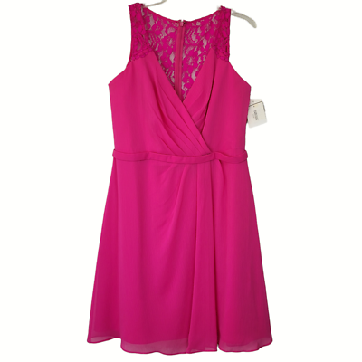 david's bridal fuschia bridesmaid dress David's Bridal Dress Women 12 Fuchsia Lace Sleeveless Formal Wedding Prom  Spring