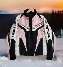 Vtg Pure Polaris Light Pink Black White Snowmobile Jacket Coat Women’s Sz Medium