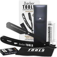 BARBER TOOLS  Rasiermesser Mit Box Und 5 Rasierklingen + Poliertuch + Etui