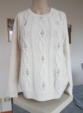 edler Damenmode Pullover Damen Mode Größe S Perlen-Steinchen-Zopf-Muster pimkie