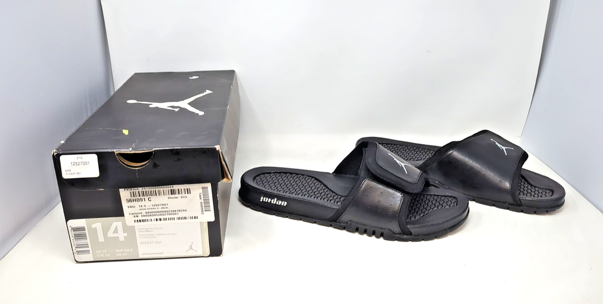 Nike Air Jordan NOS Hydro Slides Black/Metallic Silver (312527-001) SIZE  14 - Main Image