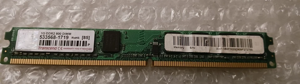 Transcend 533568-1719 1GB PC6400 800MHZ DDR2 Desktop Memory - Image 2 of 2