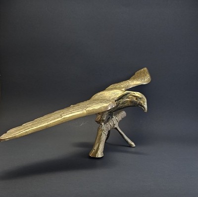 Majestic Vintage Solid Brass American Eagle Sculpture 17 In Wingspan