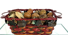 Wicker Metal Harvest Basket Fall Thanksgiving Acorns Leaves & Filling Palm Nuts