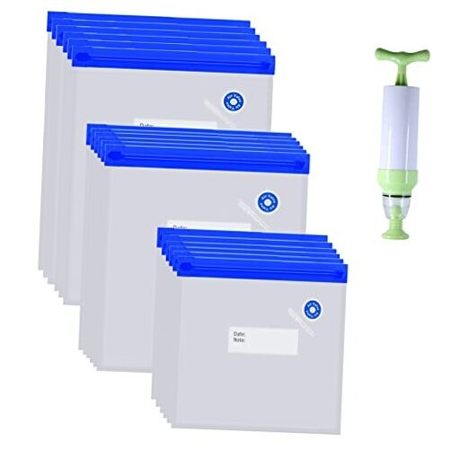 Sous Vide Bags 22-Pack Reusable Vacuum Sealer Bags with Pump