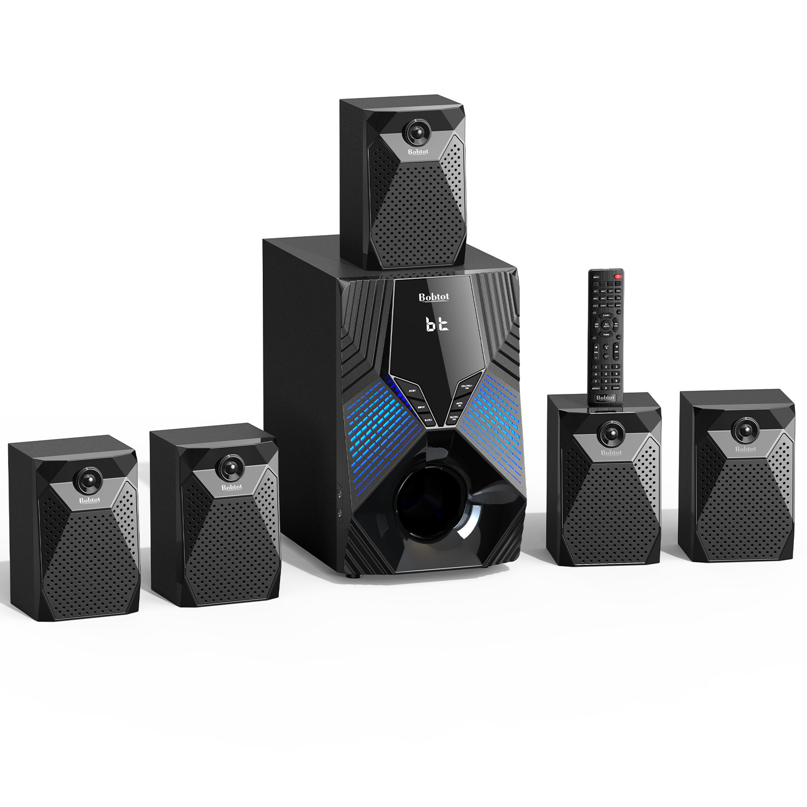 1000W Surround System 5 Wired Satellite Audio Speakers 8 inc