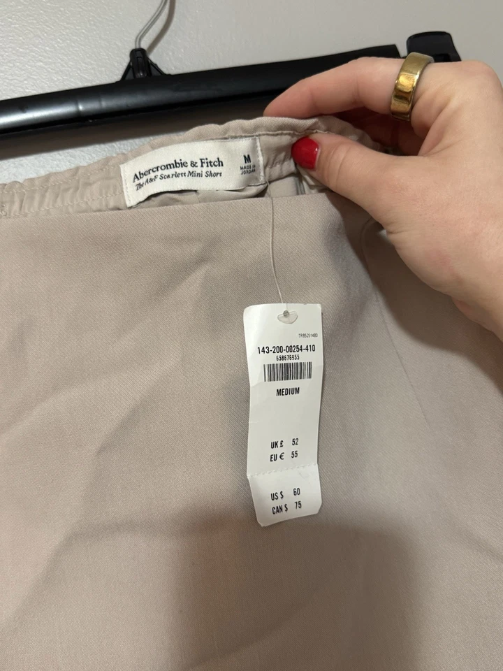 Pantalón Corto Abercrombie & Fitch Mujer M Medio Bronceado A&F Escarlata Mini Forrado Cremallera Lateral Foto 4 de 4