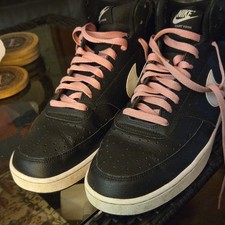 Nike Court Vision Black Pink Men's High Top Lace Up Athletic Sneakers