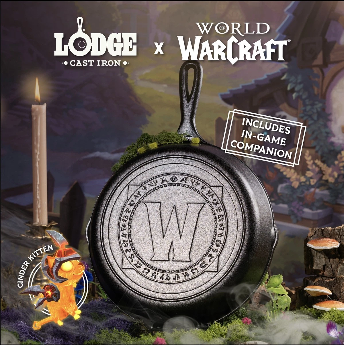 10.25 Inch Seasoned Cast Iron World of Warcraft Skillet & Pet Code
