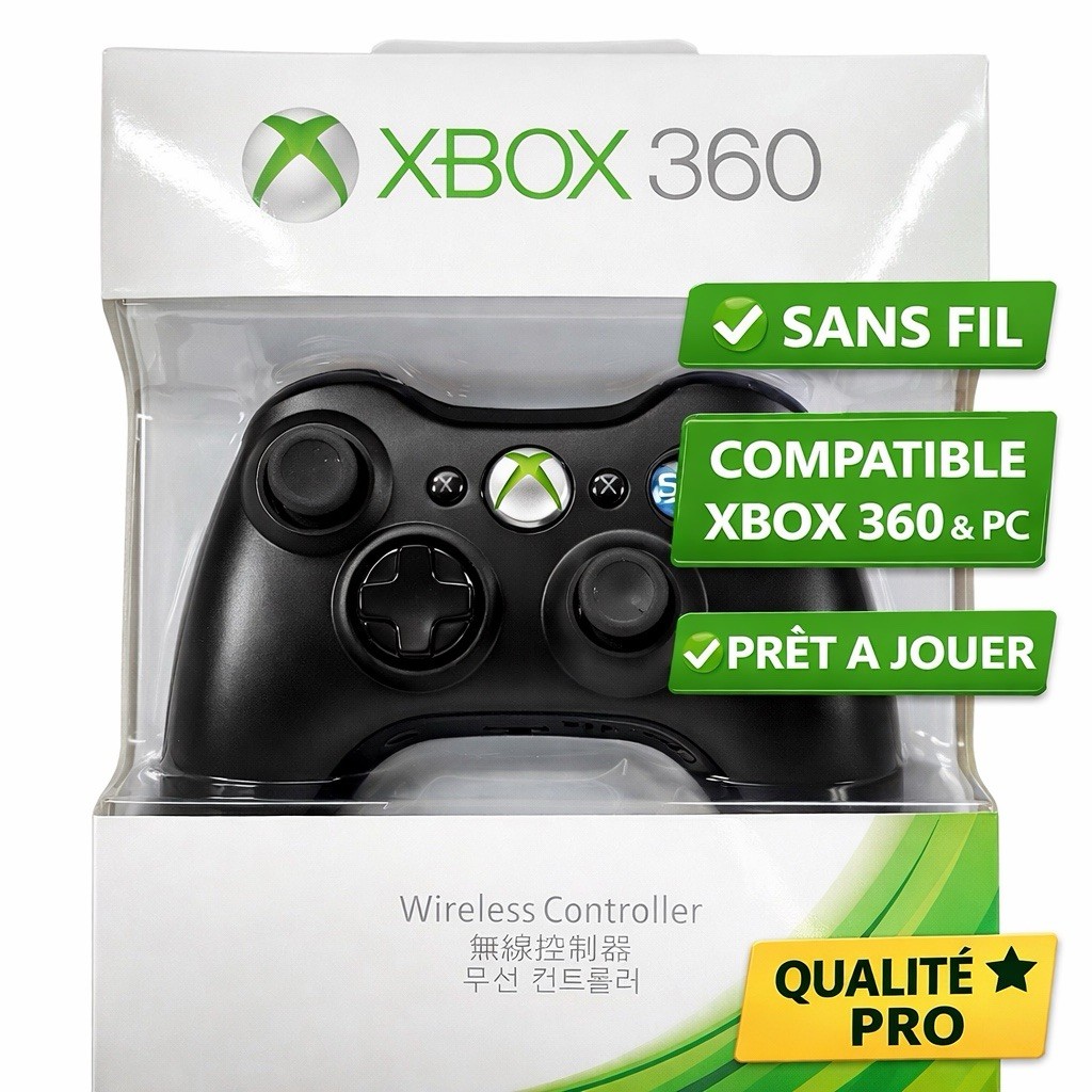 Manette Xbox 360 Sans Fil Controleur Wireless PC USB Compatible Console Neuf