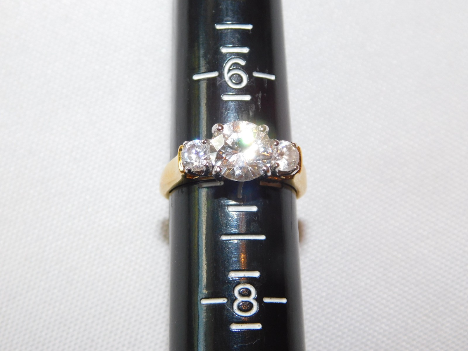 EDCO Three Stone Ring "Past Present Future" Gold … - image 1