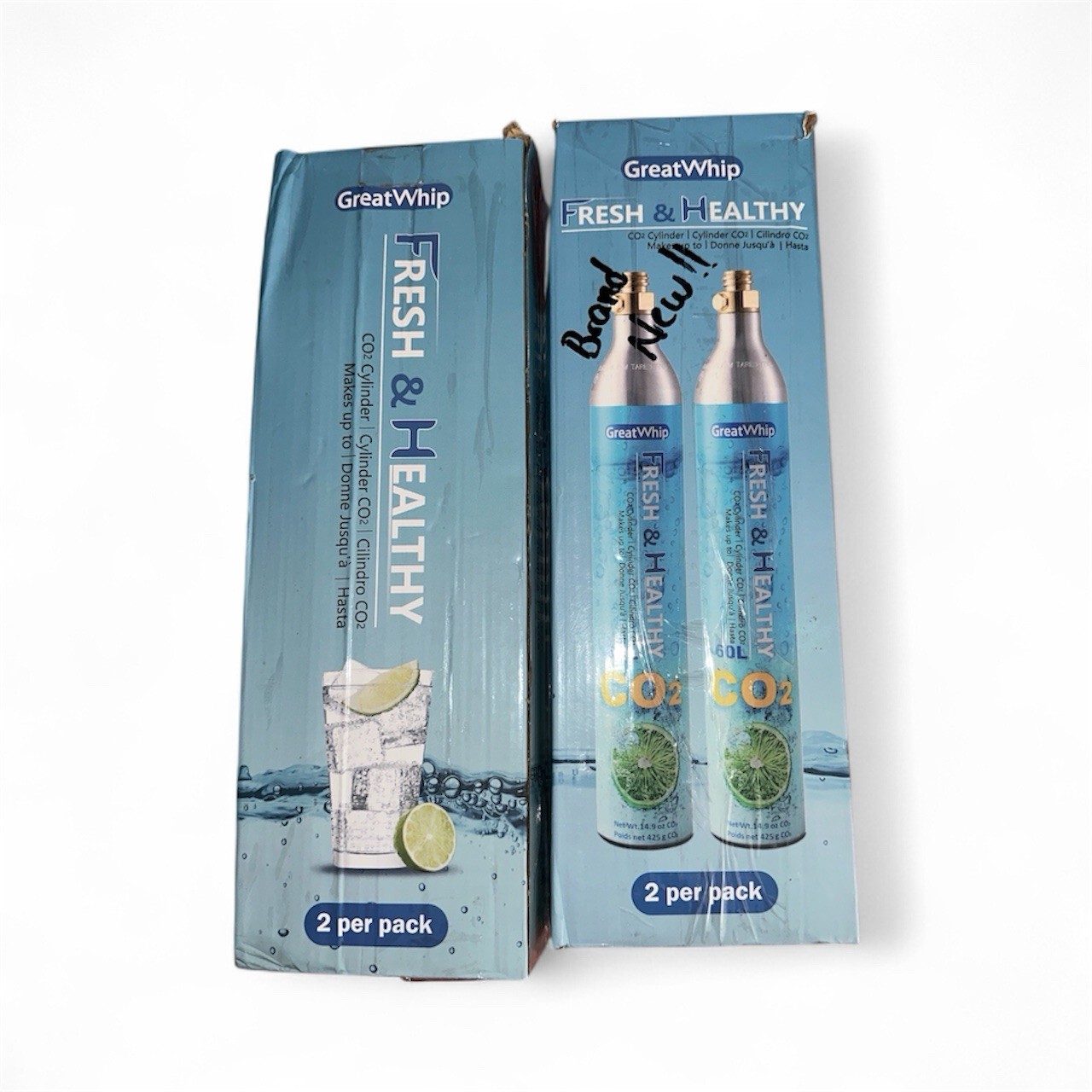 4 Pack Sparkling Water Maker Machine CO2 60L Cylinders for Soda Stream GreatWhip