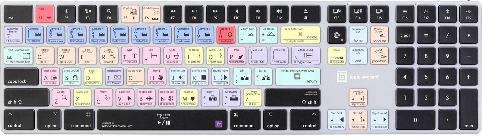 Беспроводная клавиатура Logickeyboard TITAN с подсветкой для Adobe Premiere Pro - Mac