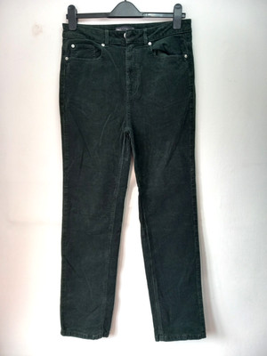 M&S Collection 12 Piniengrün Samt Feel Nadelkord Hose dehnbar Taschen