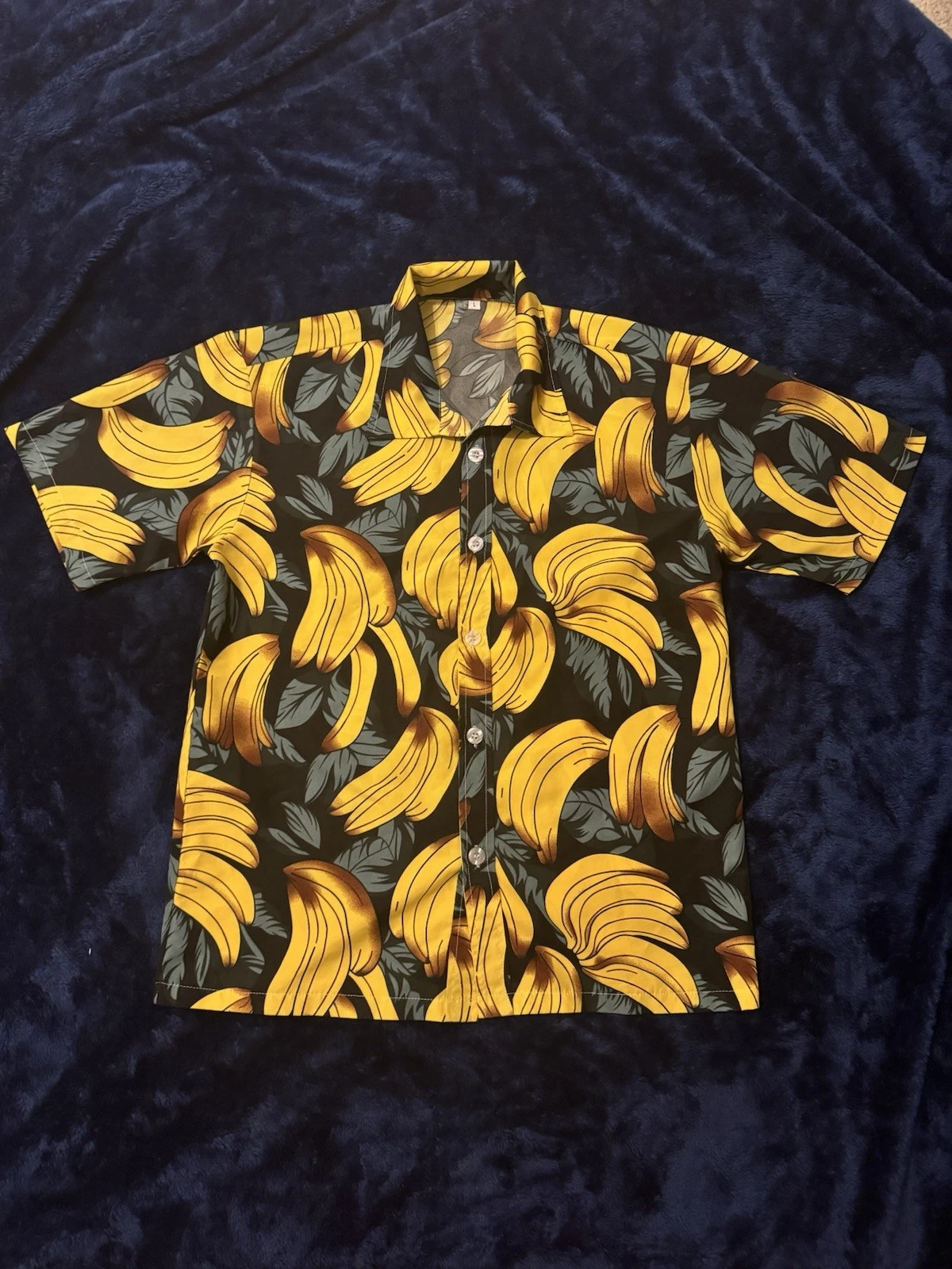 Men's Short Sleeve Banana Button-Up M