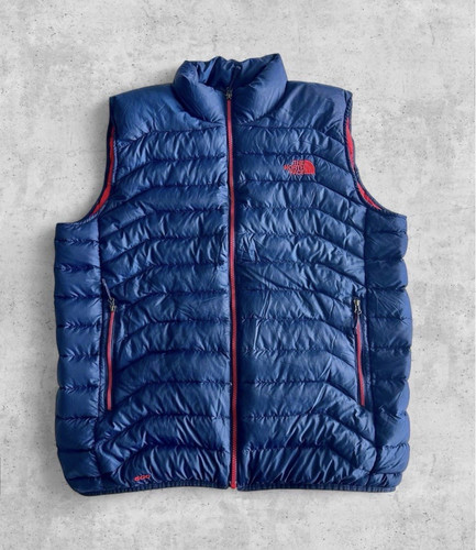 The North Face Men's L Blue/Red 600 Fill Puffer Vest Full Zip Pockets