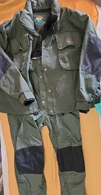  Hodgman Lakestream Jacket Mens L Green Nylon Fishing  Hooded With M Waders 