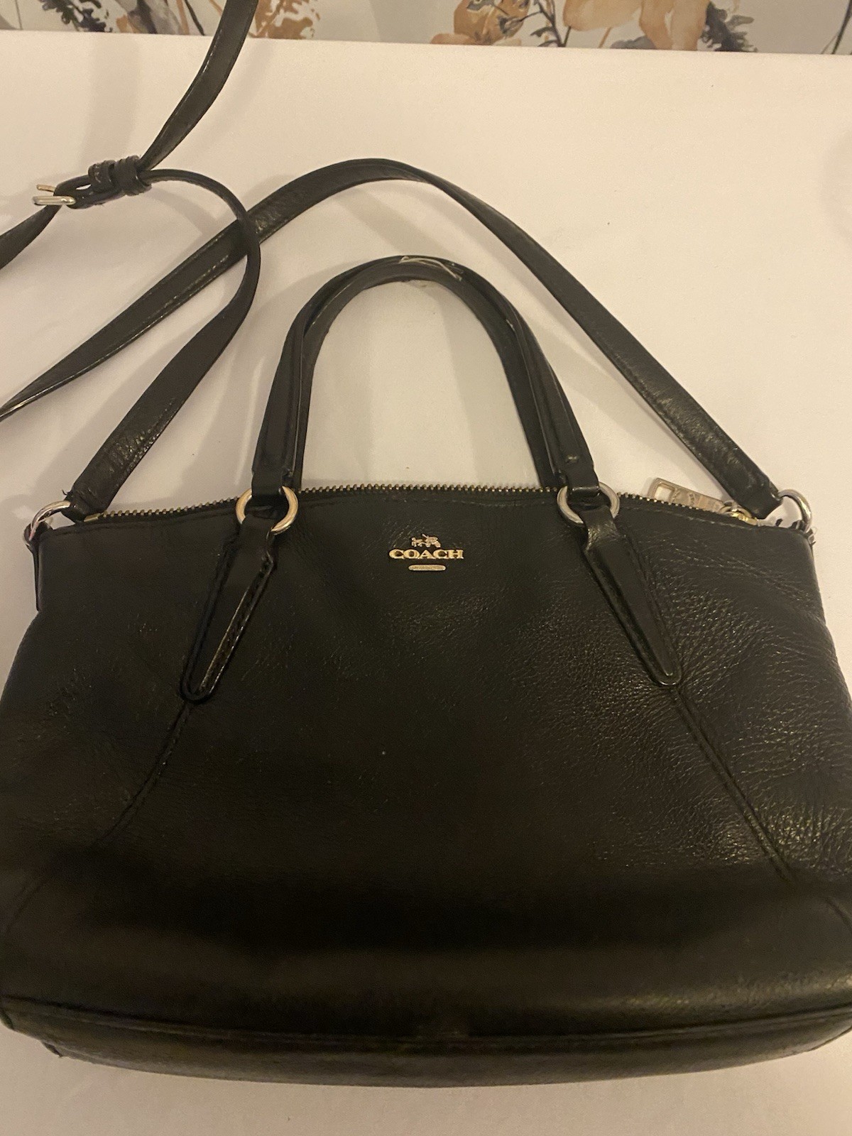 Women's Leather Black Coach Crossbody Purse Used Fair Condition