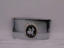 Vintage Belt Buckle Couples Square Dancing Chrome USA Made Dance Country