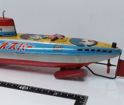 Vintage Yonezawa Osper Submarine NK-14 Friction Tin Toy Japan Rare