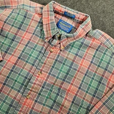 Pendleton Multicolor Plaid Shirt Short Sleeve Men's Large Red Green Blue 