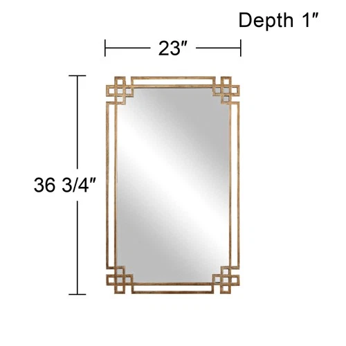 Rectangular Vanity Accent Wall Mirror Plated Gold Frame 23" Wide for Bathroom - Picture 4 of 4