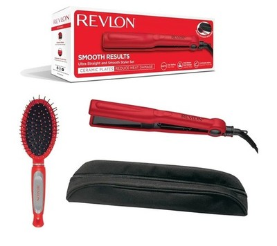 REVLON Ultra Straight and Smooth Styler Set mit Pinsel & Aufbewahrungstasche Neu in OVP