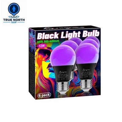 12W LED Black Light Bulb - 6 Pack UVA 385-400nm for Halloween Glow Parties