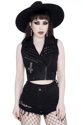 NWOT Killstar Aleasha Denim Vest Size XL *FITS UP TO A SIZE 16*