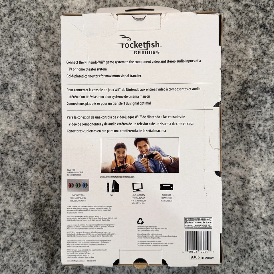 NEW - Rocketfish Gaming Nintendo Wii 8ft 2.4m Component Video/Stereo Audio Cable - Image 2 of 4