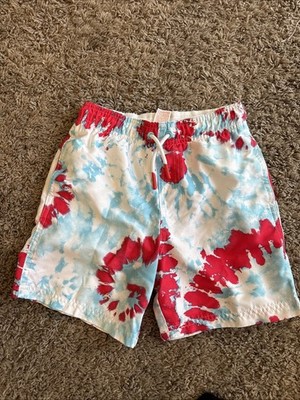 Cat and Jack Swim Trunks Boy's Size M (8 Red White Blue Tie Dye